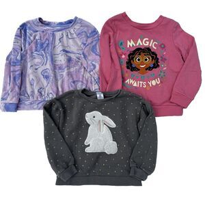 Graphic Sweatshirts LOT OF 3 Girls Size 4T Disney Encanto Tie Dye Velour Bunny